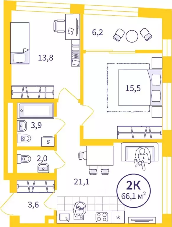 3-к кв. свердловская область, екатеринбург ул. репина, 111 (66.1 м) - Фото 1