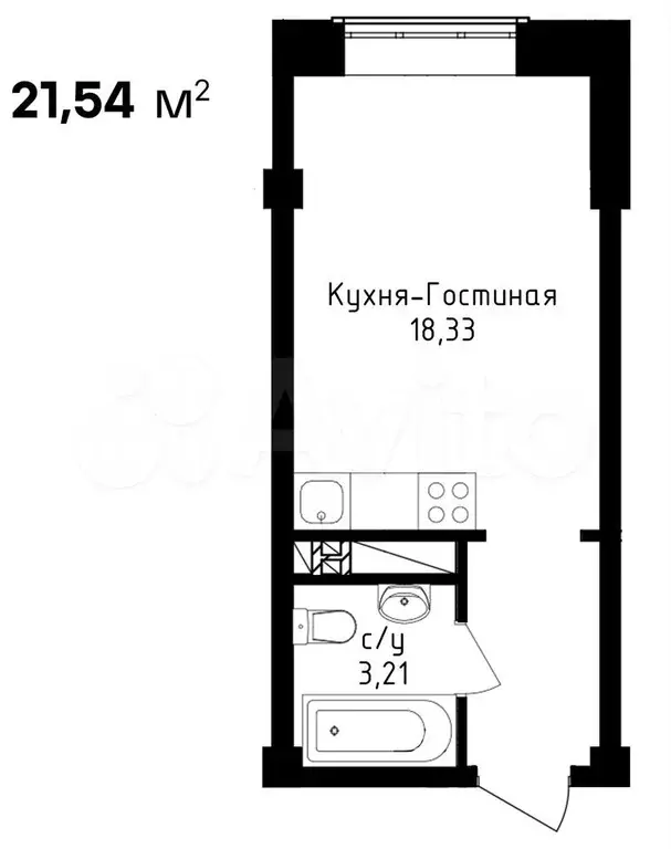 Квартира-студия, 21,5 м, 3/12 эт. - Фото 0