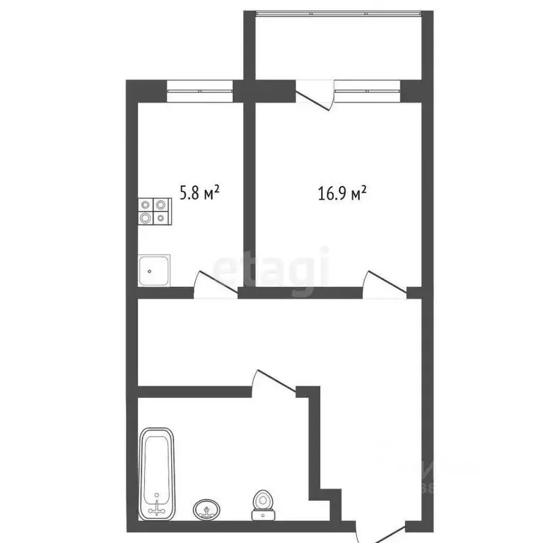 1-к кв. Ростовская область, Ростов-на-Дону Западный мкр, просп. ... - Фото 2