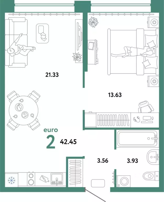 2-к кв. Свердловская область, Екатеринбург ул. Шефская, 22А (42.45 м) - Фото 1