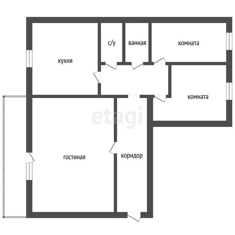 3-комнатная квартира: посёлок Тимирязевский, улица Чайковского, 7А (65 ... - Фото 1