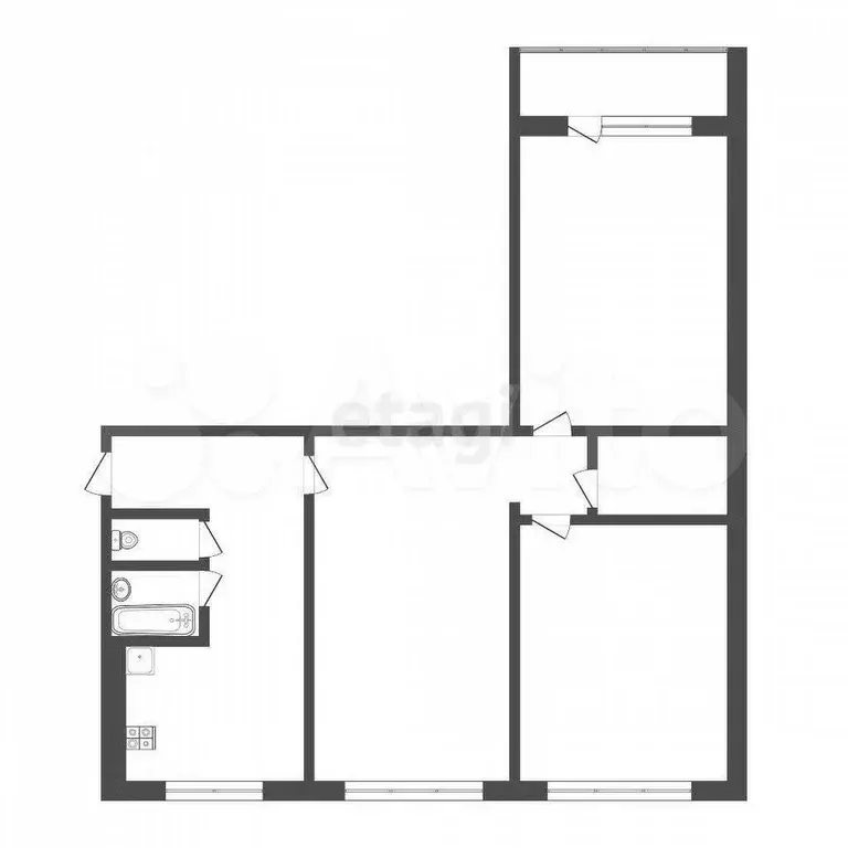 3-к. квартира, 64 м, 3/5 эт. - Фото 0