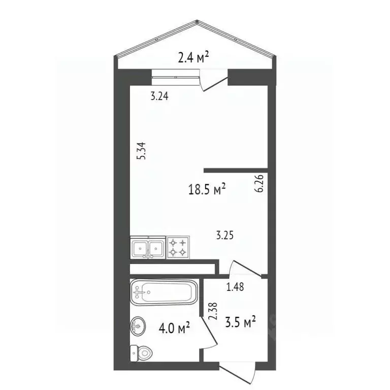 Студия Санкт-Петербург пос. Шушары, Школьная ул., 6к2 (26.0 м) - Фото 0