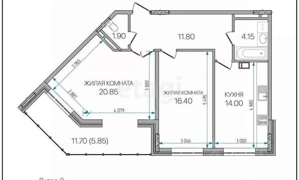 2-к кв. Адыгея, Майкоп ул. Пирогова, 4 (73.8 м) - Фото 2