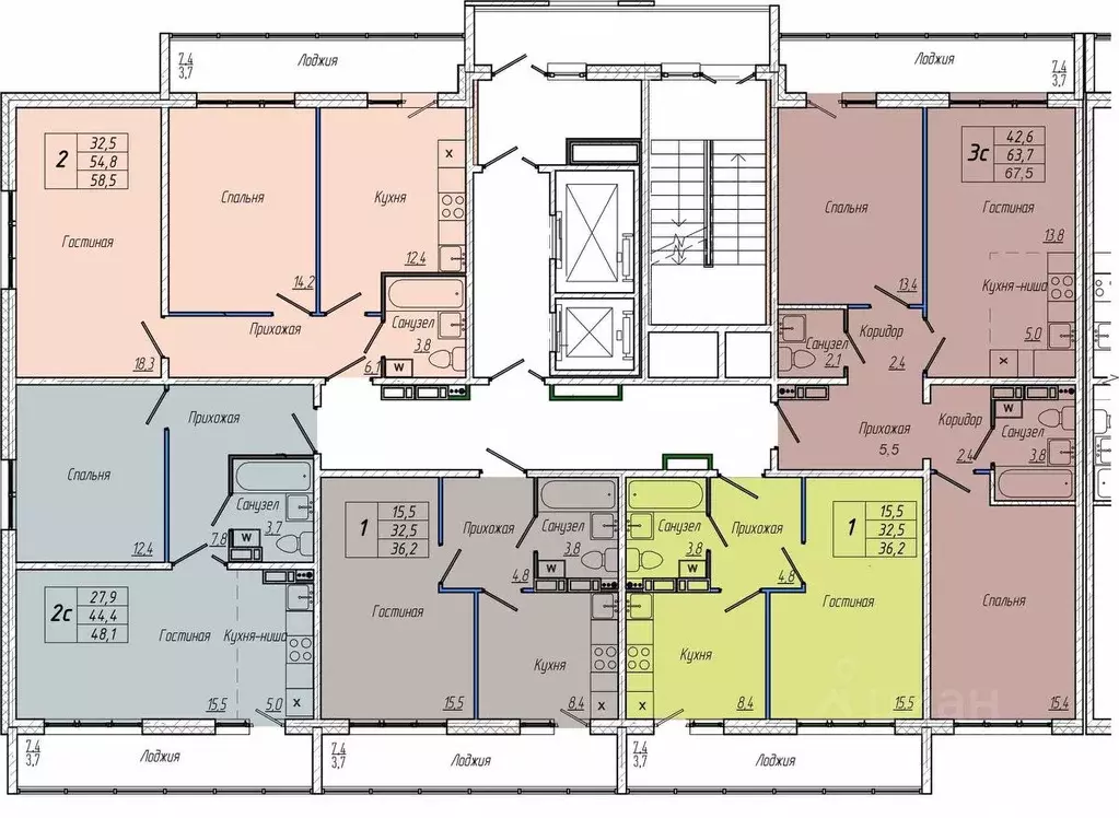 2-к кв. Кемеровская область, Кемерово просп. Притомский, 30Б (58.5 м) - Фото 2