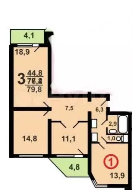 3-к. квартира, 80 м, 18/25 эт. - Фото 0