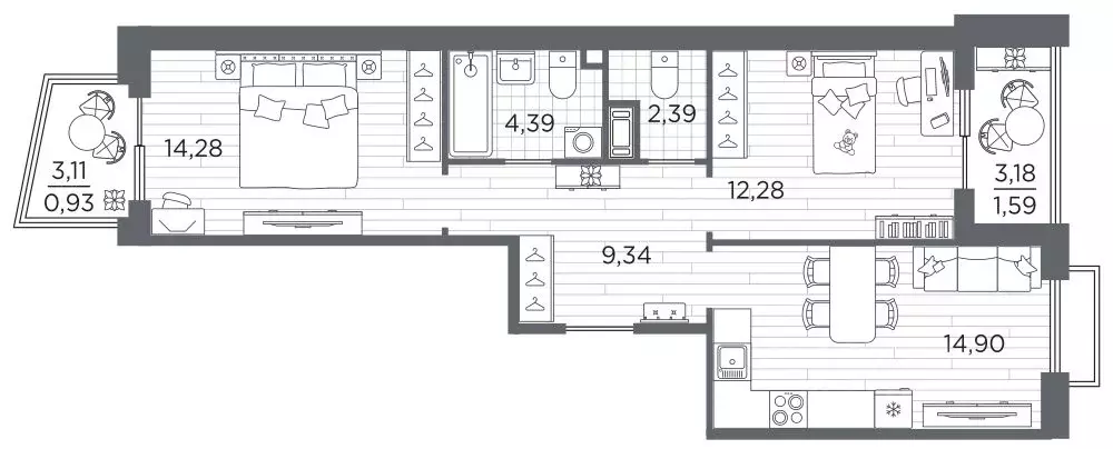 2-к кв. Санкт-Петербург Полюстровский просп., 87 (60.1 м) - Фото 1