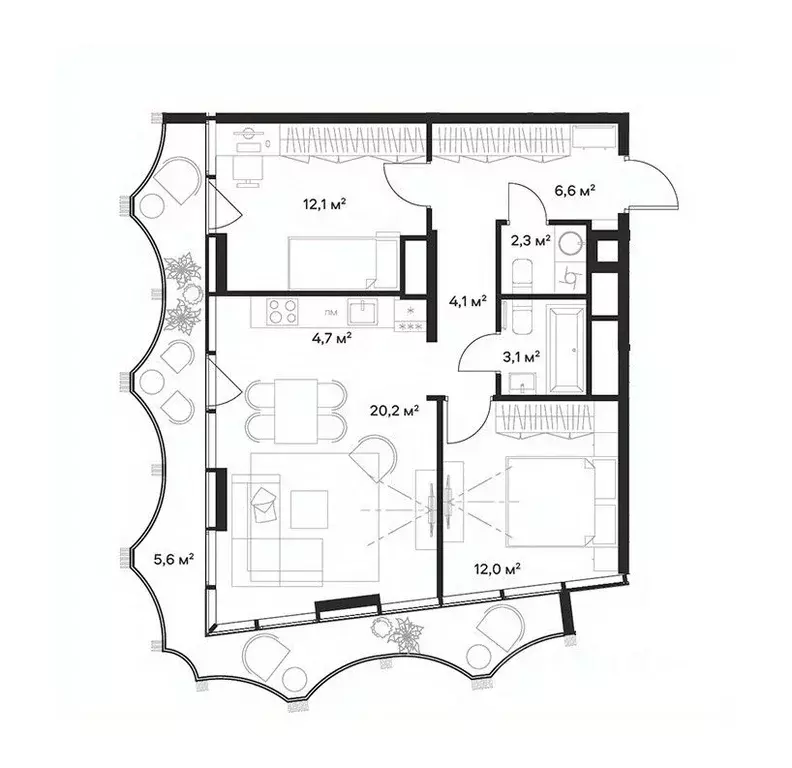 3-к кв. Москва Союз жилой комплекс, к3 (70.7 м) - Фото 1