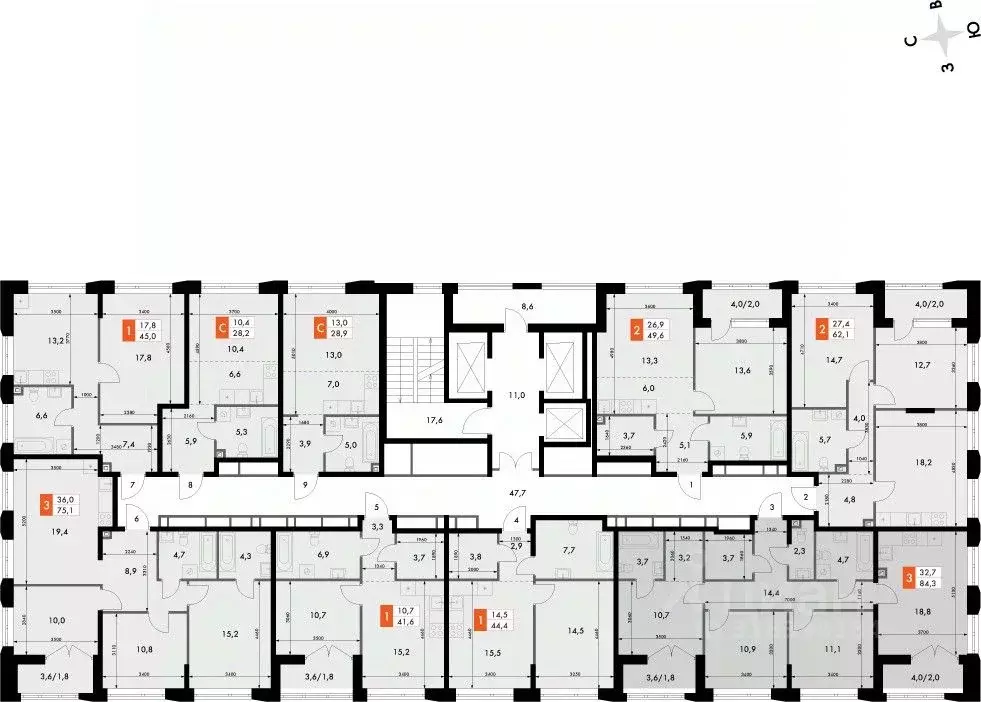 3-к кв. Нижегородская область, Нижний Новгород Черниговская ул. (84.3 ... - Фото 1