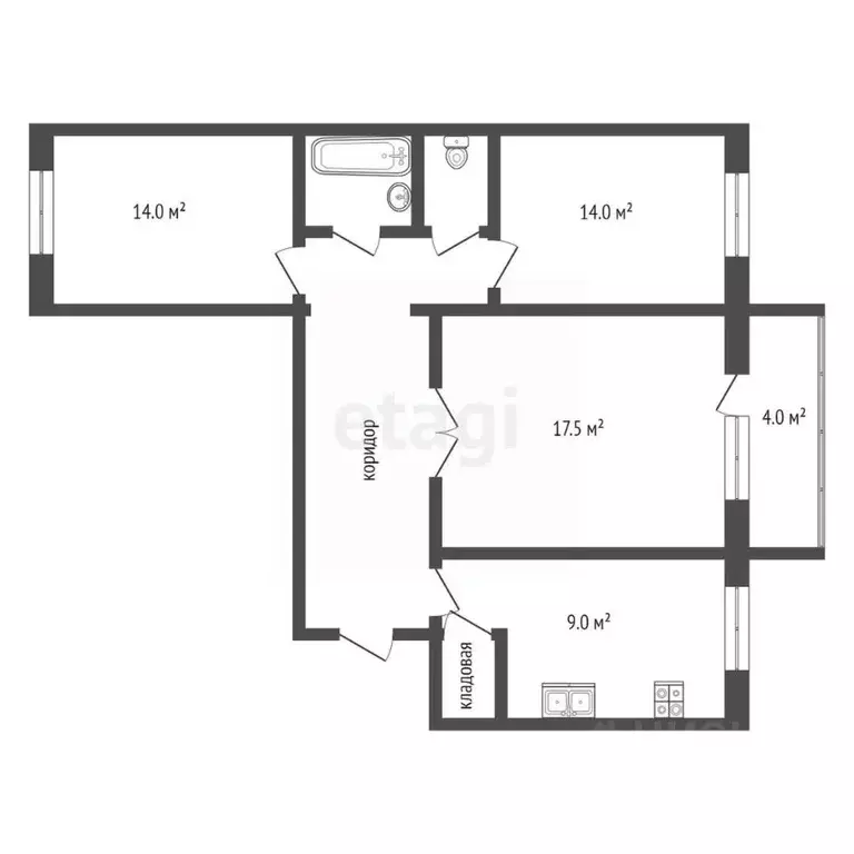 3-к кв. Московская область, Луховицы ул. Тимирязева, 16 (66.3 м) - Фото 1