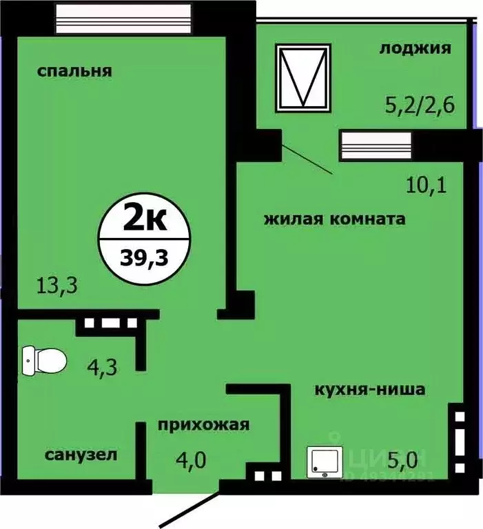 2-к кв. Красноярский край, Красноярск ул. Лесников, 55 (38.6 м) - Фото 0