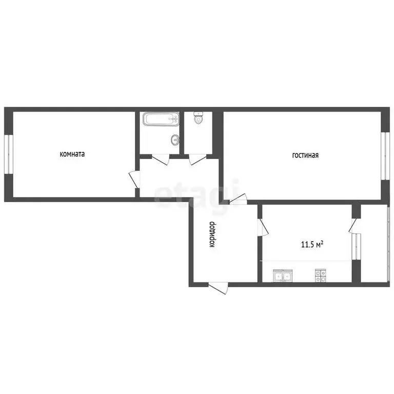 2-комнатная квартира: посёлок Рылеево, 7 (52.9 м) - Фото 1