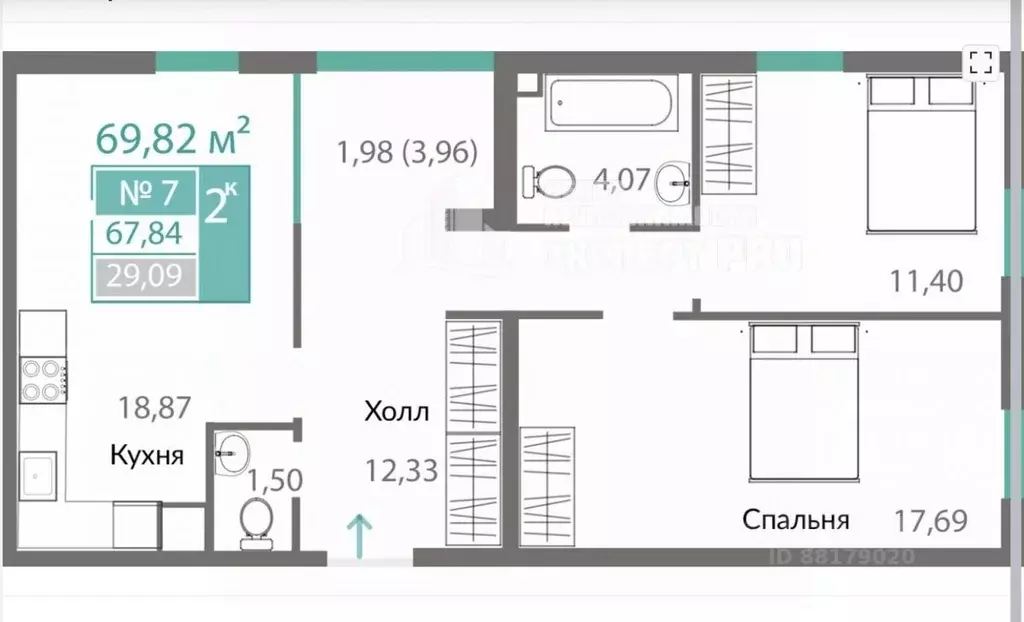 2-к кв. Крым, Симферополь просп. Александра Суворова, 15к10 (67.84 м) - Фото 1