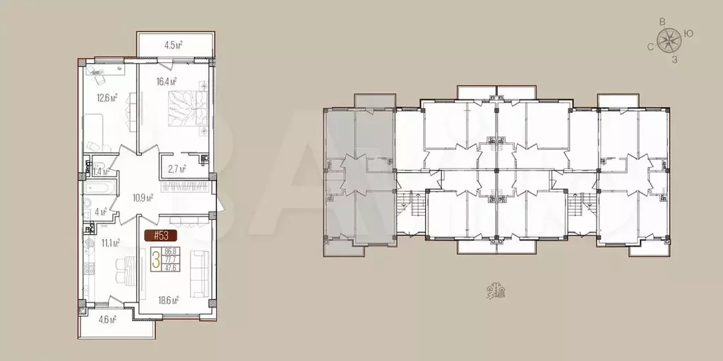3-к. квартира, 85,5 м, 5/6 эт. - Фото 0