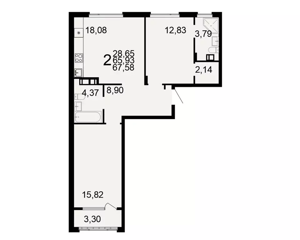 2-комнатная квартира: Тула, жилой комплекс Флагман (67.58 м) - Фото 1