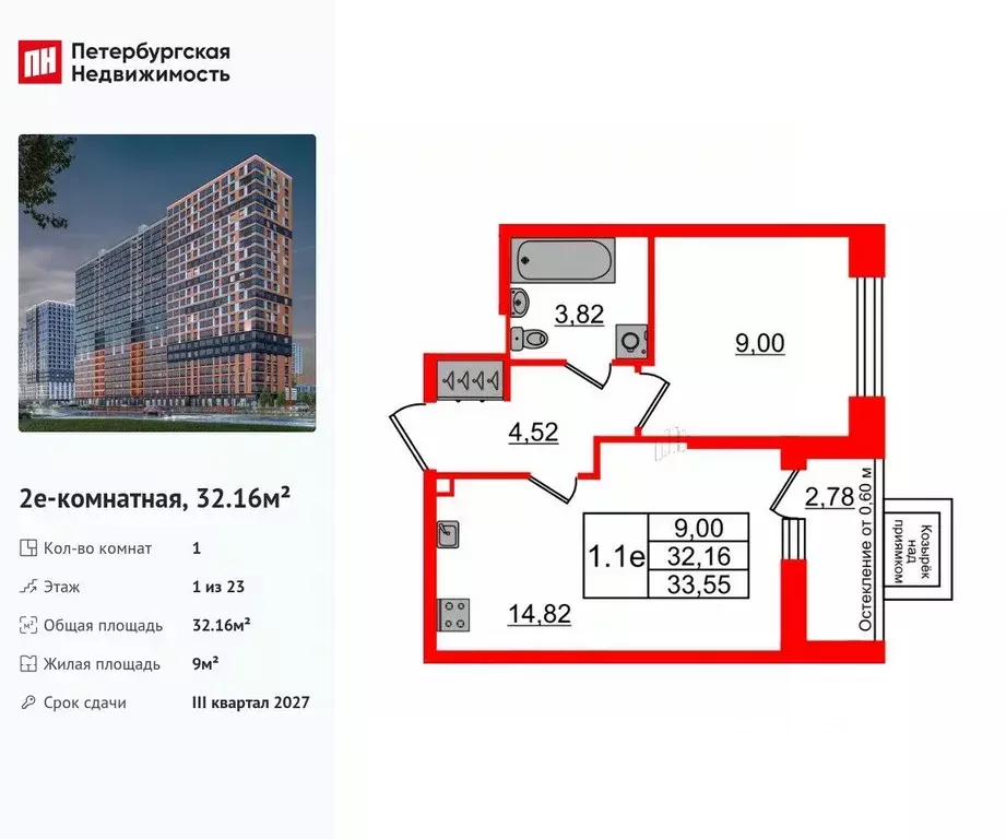 1-к кв. Ленинградская область, Всеволожский район, Свердловское ... - Фото 1