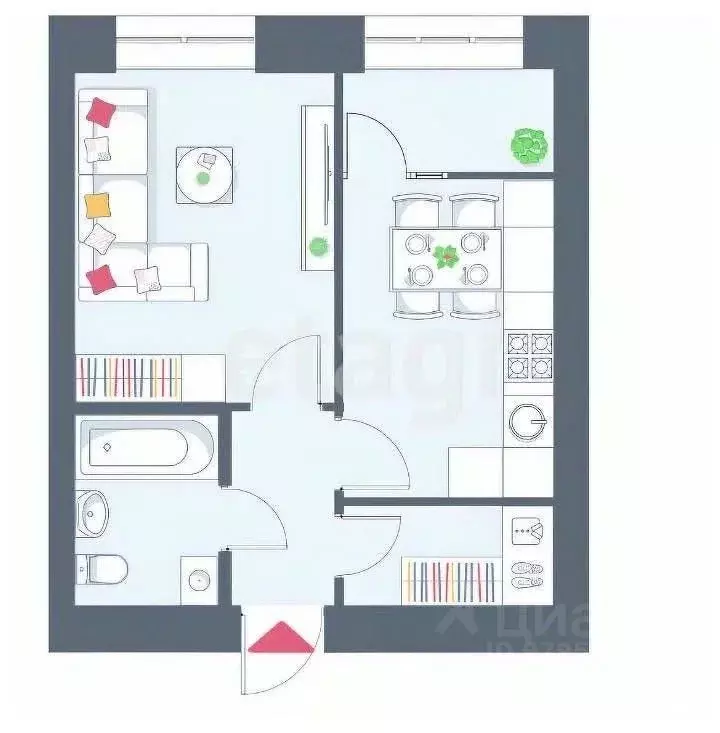 1-к кв. Татарстан, Казань ул. Азата Аббасова, 16 (34.3 м) - Фото 2