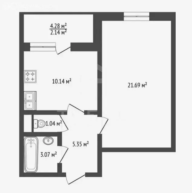 1-комнатная квартира: Кудрово, Центральная улица, 54 (40.8 м) - Фото 0