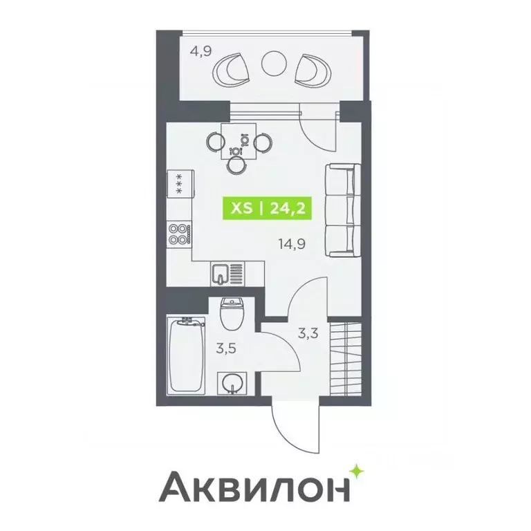Студия Санкт-Петербург бул. Головнина, 4 (24.2 м) - Фото 1