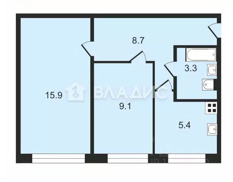 2-к кв. Московская область, Мытищи Новомытищинский просп., 10к1 (42.4 ... - Фото 2