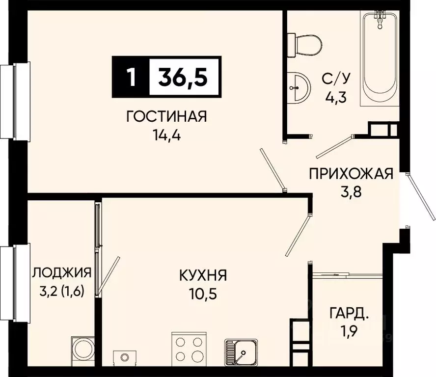 1-к кв. Ставропольский край, Кисловодск городской округ, пос. ... - Фото 0