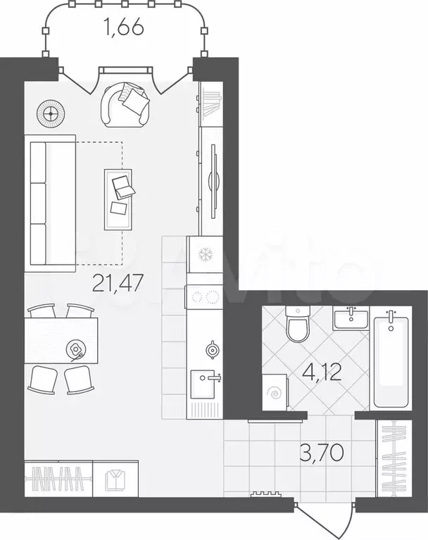 Квартира-студия, 31 м, 6/24 эт. - Фото 0