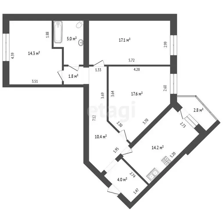 3-комнатная квартира: Тюмень, Заречный проезд, 6к2 (84 м) - Фото 1