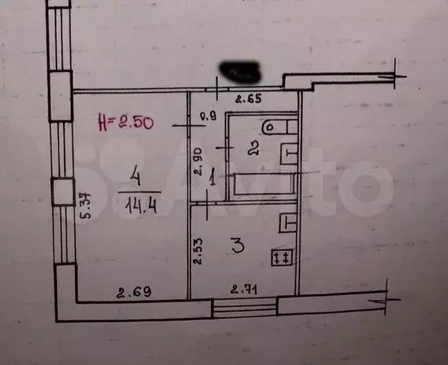 1-к. квартира, 28,2м, 4/5эт. - Фото 1