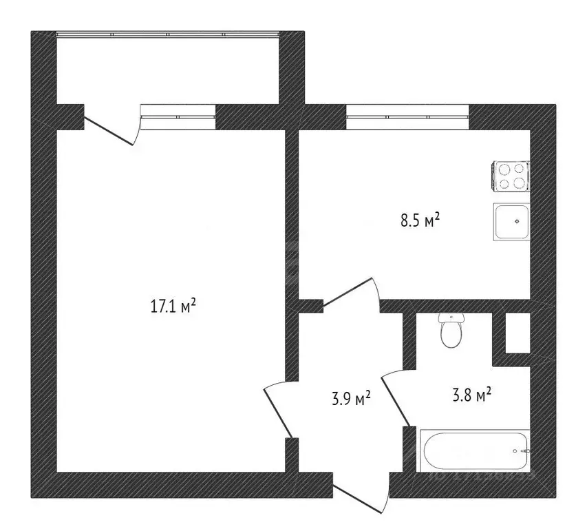 1-к кв. Хабаровский край, Хабаровск ул. Сысоева, 15 (35.0 м) - Фото 1