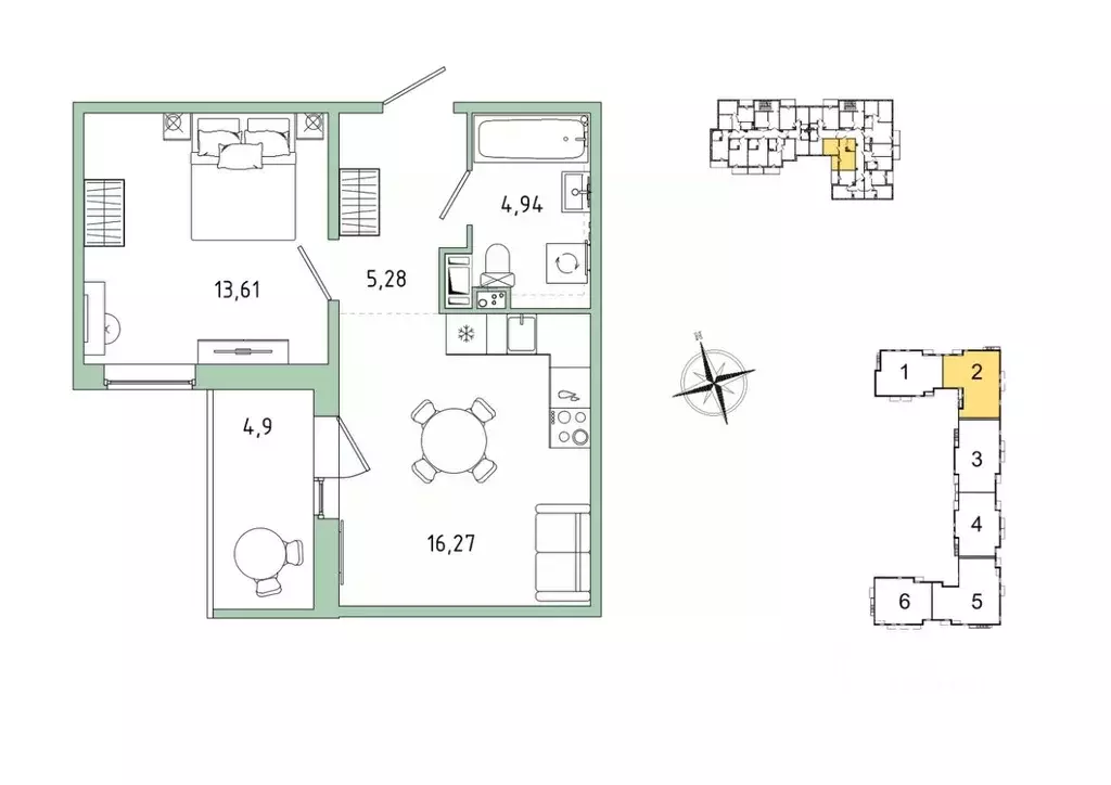 1-к кв. Ленинградская область, Гатчина Въезд мкр,  (42.55 м) - Фото 0