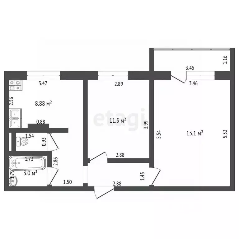 2-к кв. Мордовия, Саранск ул. Фурманова, 57 (52.1 м) - Фото 0