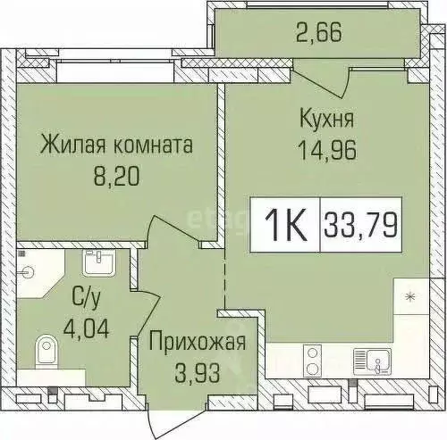 1-к кв. Новосибирская область, Новосибирск ул. Василия Клевцова, 3 ... - Фото 0