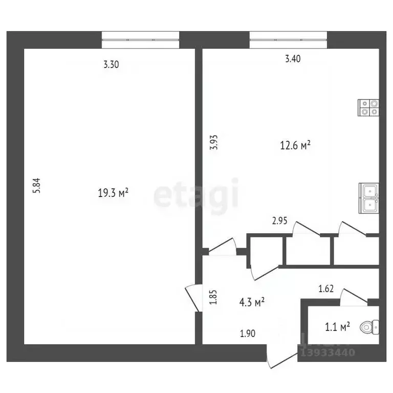 1-к кв. Свердловская область, Тавда Кардонская ул., 19 (42.0 м) - Фото 2