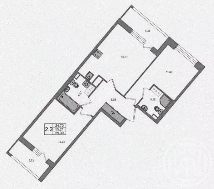 2-к кв. Санкт-Петербург Дальневосточный просп., 23 (59.29 м) - Фото 1