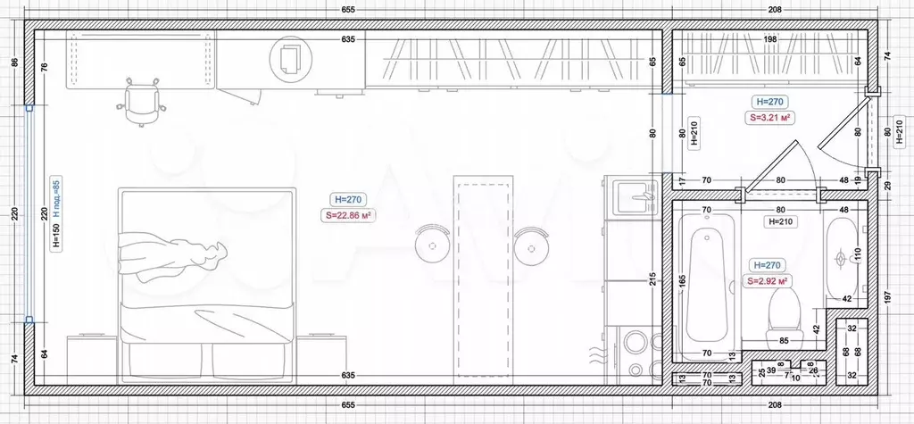 Апартаменты-студия, 30 м, 22/24 эт. - Фото 0