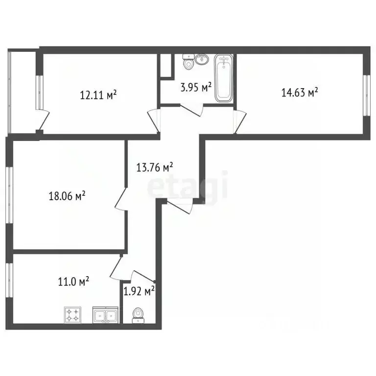 3-к кв. Санкт-Петербург Ленинский просп., 68 (75.0 м) - Фото 2