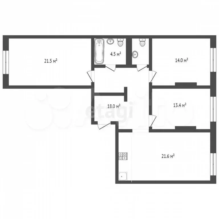 3-к. квартира, 90 м, 3/17 эт. - Фото 0