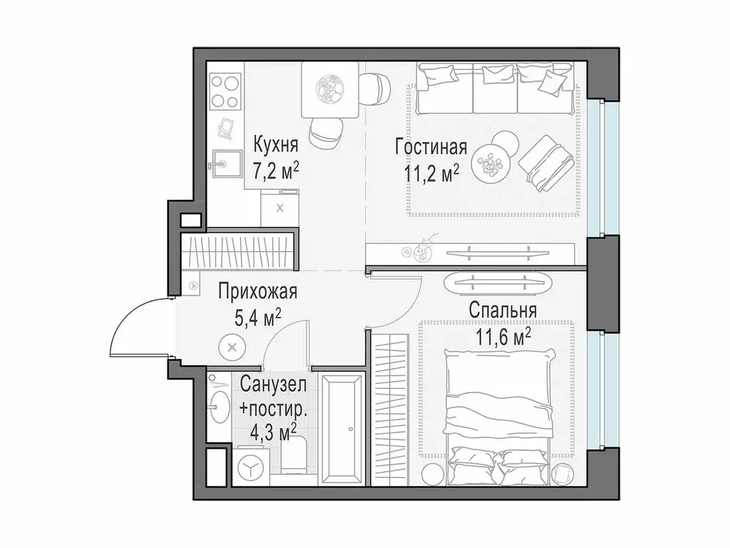 1-комнатная квартира: Мытищи, жилой комплекс Белый Grad, 12.2 (39.7 м) - Фото 1