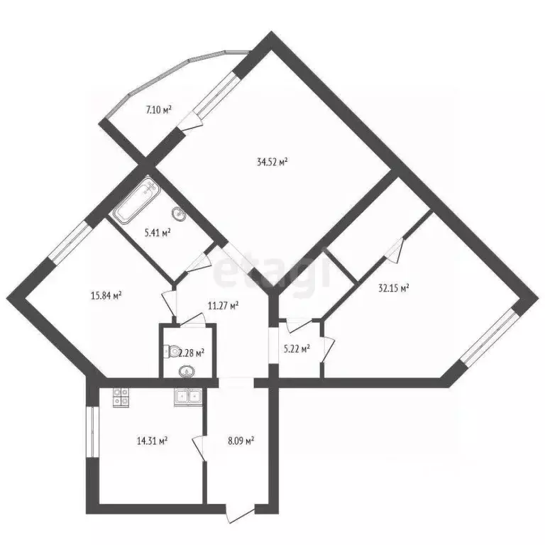 3-к кв. Тюменская область, Тюмень Харьковская ул., 68 (128.4 м) - Фото 2