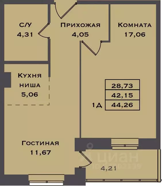 1-к кв. Ханты-Мансийский АО, Сургут 51-й мкр, Сити Парк жилой комплекс ... - Фото 0