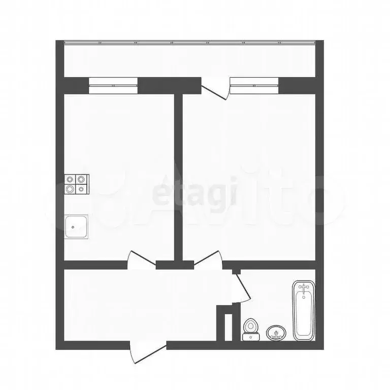 1-к. квартира, 35,1 м, 5/9 эт. - Фото 0