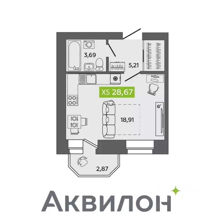 Студия Архангельская область, Северодвинск Квартал № 100 жилой ... - Фото 0
