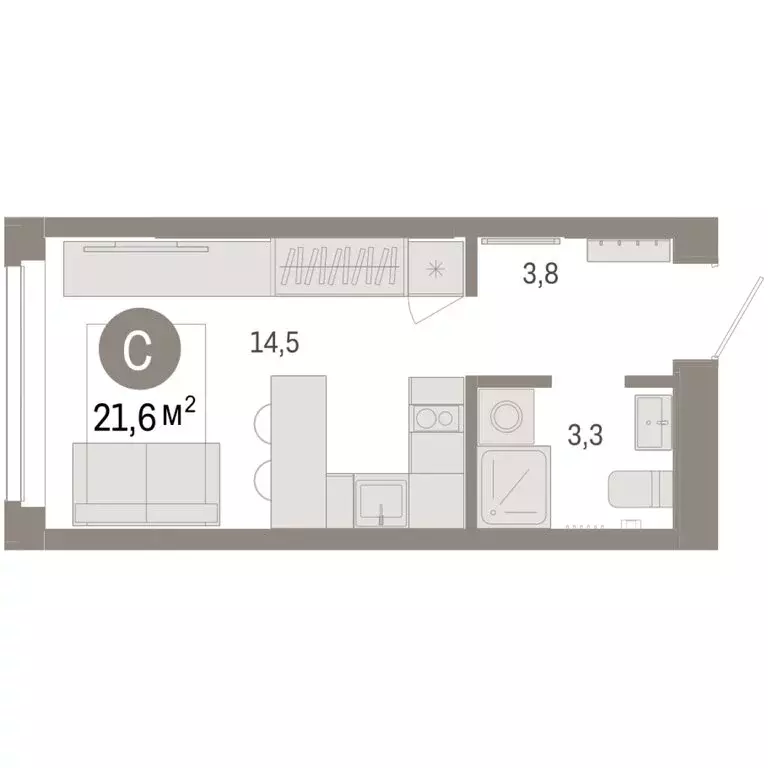 Квартира-студия: Тюмень, жилой комплекс Республики 205 (21.57 м) - Фото 1