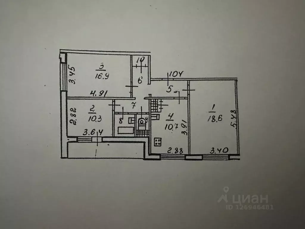 3-к кв. Воронежская область, Воронеж ул. Генерала Лизюкова, 103 (72.3 ... - Фото 2