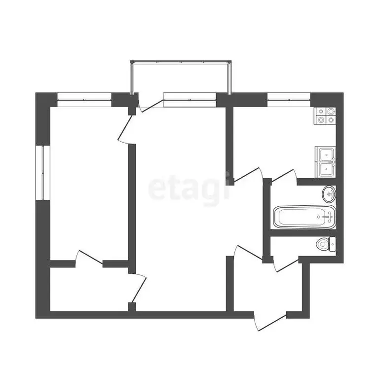 2-комнатная квартира: Тюмень, улица Энергетиков, 52 (41.1 м) - Фото 1