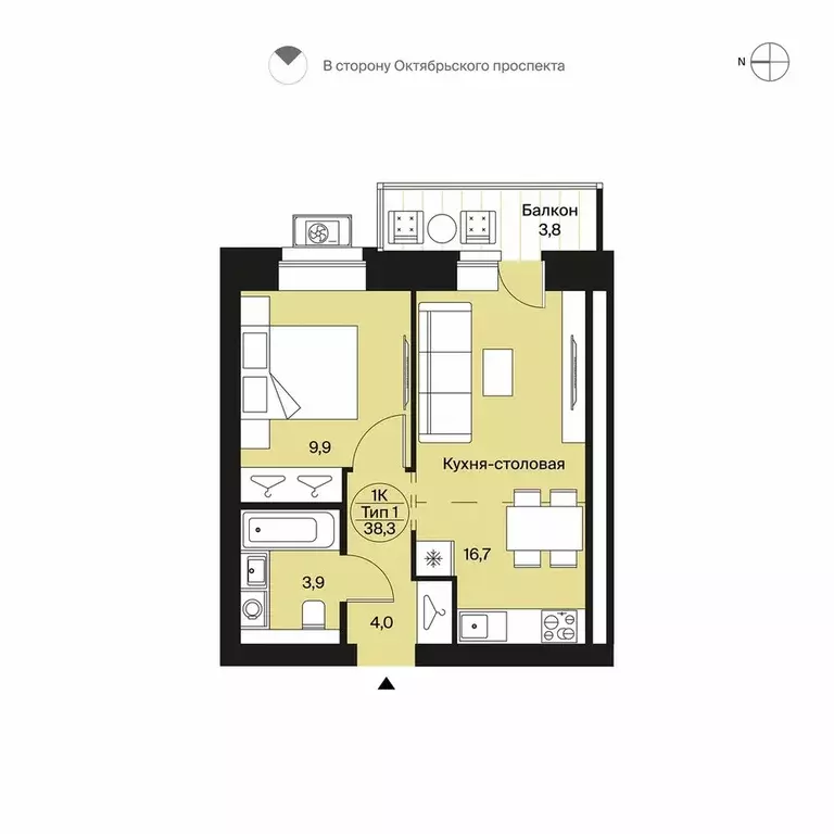 Продаётся 1-к квартира, 38.3 м - Фото 1