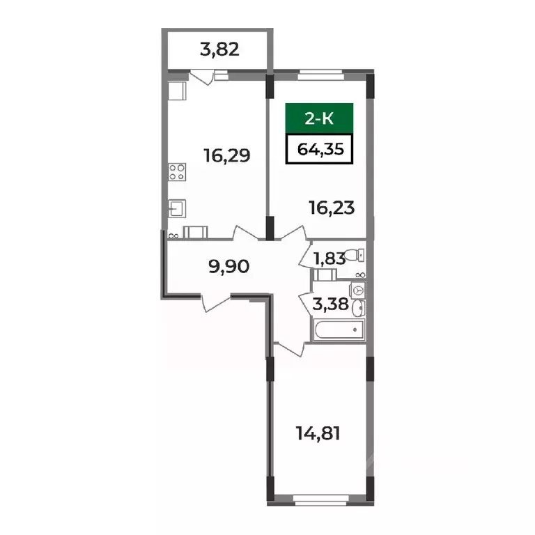 2-к кв. Владимирская область, Ковров Еловая ул., 11 (64.35 м) - Фото 0