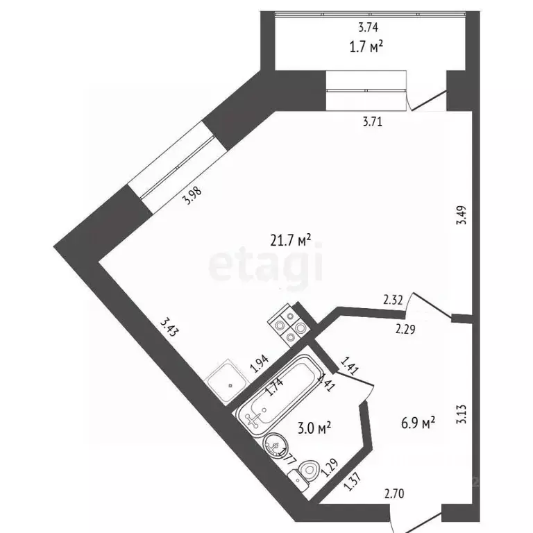 1-к кв. Забайкальский край, Чита Девичья Сопка мкр, 39 (31.6 м) - Фото 2
