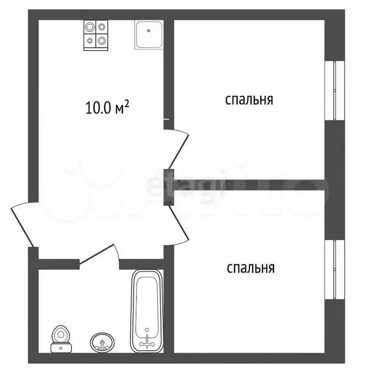2-к. квартира, 38,5 м, 1/4 эт. - Фото 0