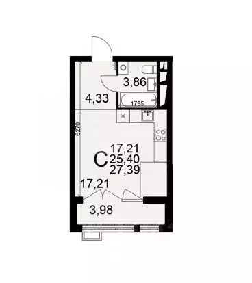 Студия Тульская область, Тула Петровский квартал мкр, ул. Маршала ... - Фото 2